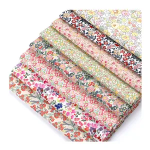 40S 120gsm Reactieve Bedrukte Bloemen Katoenen Stretch Geweven Spandex Katoen Poplin Stof Voor Jurk