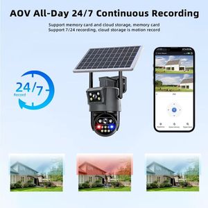 Dual Lens AOV Low Power Solar PTZ <b>Camera</b> Red Blue Flash Light Full Color <b>Night</b> Outdoor Security <b>Camera</b> Hieasy App Farm Yard Moni - Product Image 5