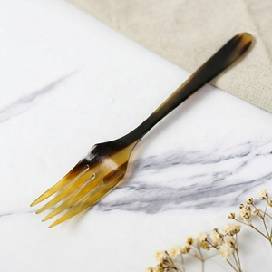 Handcrafted Buffalo Horn Fork Polished Rustic Brown <b>Yellow</b> Tableware Decorative Cutlery Home Decoration Antique Style - Product Image 1