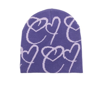 Acrylic All Over Print Reversible Jacquard Cuffless Slouchy Baggy Soft Beanie Gorras <b>Winter</b> Skull Casquette Toques Knitted <b>Hats</b> - Product Image 1