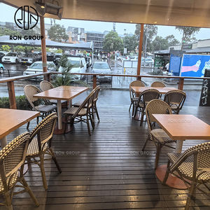 Ensemble de table et de chaises de restaurant commercial en bois avec revêtement en cuir, table de restauration rapide, sièges de banquette, meubles de banquette - Product Image 5