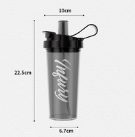 Gobelet à café portable unisexe en plastique 550 ml, avec double paille et séparation pour le thé, design tendance et esthétique, vente en gros