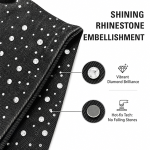 Vaqueros de mezclilla personalizados para hombre, estilo vintage, con parches de diamantes de imitación, Y2K, lavado efecto nieve, con diamantes y perlas, pantalones streetwear de corte holgado - Product Image 2