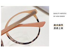 TR90 معدن أنيق جميل عين كمبيوتر كلاسيكية إطار دائري متعدد الألوان نظارات مضادة للضوء الأزرق - Product Image 6