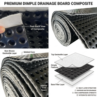 Toile de drainage paysager, panneau d'étanchéité pour mur de soutènement, tapis géocomposite pour drainage vertical avec filtre ondulé