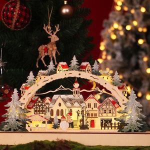 Luces LED navideñas, arcos, ciudad antigua, corte láser de invierno, escenas navideñas, decoraciones de pueblo navideño de madera - Product Image 1