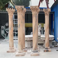 QUYANG Décoratif Style Européen Conception De Bâtiment De Luxe Piliers Ronds En Pierre Naturelle Marbre Blanc Colonne Romaine