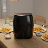 Friteuse à air numérique électrique en plastique avec surface de cuisson antiadhésive, thermostat réglable, protection contre la surchauffe, 5L, LED