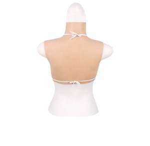 Body sculptant en tissu jersey non tissé avec faux seins en silicone à col haut, faux tétons, pour travestissement CD - Product Image 4