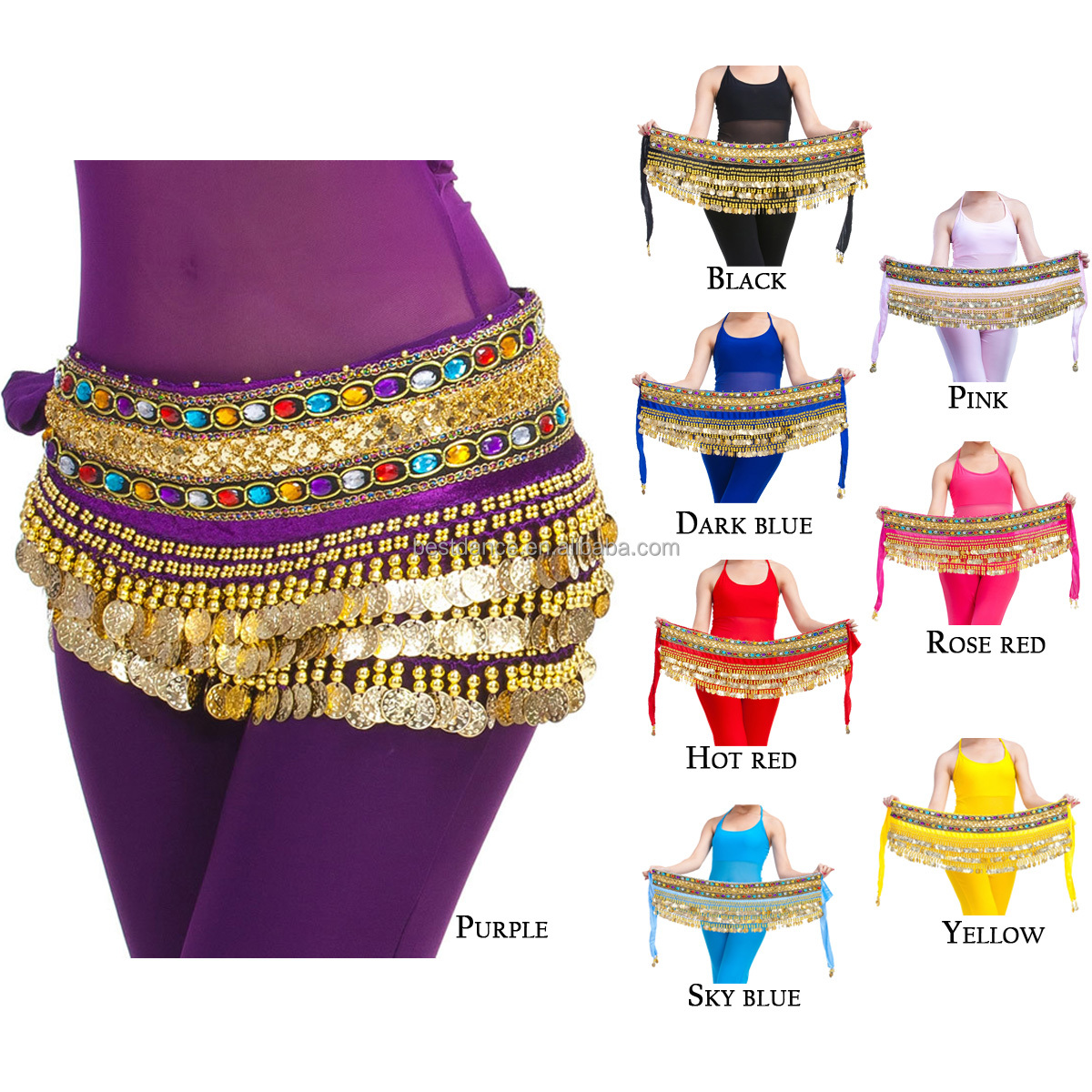 Bestdance Buikdans Gouden Munten Riemen Hip Sjaal Wrap Munten Rok Zumba Dansen Riem Voor Vrouwen Oem