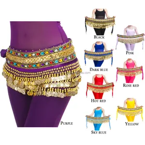 BestDance Belly Dance Gold Coins Belts Hip Scarf Wrap Coins Skirt Zumba Dancing belt for women OEM