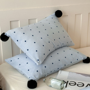 Polka Dot Milk Pom Pom Four Piece Bedding Set Coral Fleece <b>Fitted</b> <b>Sheet</b> <b>Single</b> Double Size Breathable Home Use - Product Image 4