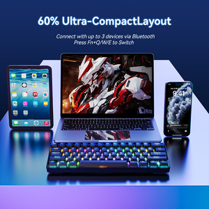 Cool 2.4G Wireless Wired Triple Mode 61 <b>Keys</b> 60% Ultra Compact Red Switch RGB Gaming Mechanical Keyboard - Product Image 2