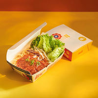 Caja de Almuerzo Plegable Desechable Ecológica de Papel Kraft Marrón, Resistente a Grasa y Aceite, para Catering, Personalizable, para Fideos