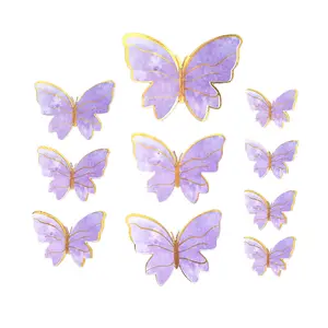 Factory directly hot sale stamping acrylic round butterfly birthday cake topper cake decoration