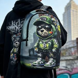 Graffiti Hayvan Baskılı Oxford Moda Çok Amaçlı Okul Sırt Çantası Genç Erkekler İçin Günlük Kullanım Dizüstü Bilgisayar Dostu Çevre Dostu - Product Image 1