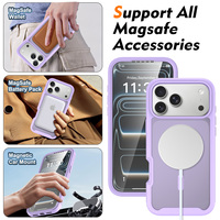 Coque de téléphone robuste 360° avec protection d'écran intégrée en PET, PC transparent et TPU pour iPhone 17 16 15 14 13 12 11 Pro Max