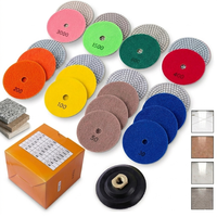 Pads de polissage diamantés JDK de 4 pouces à 7 étapes, kit de pads de polissage humide comprenant un support 5/8-11 et des grains de 50 à 3000 pour le granit