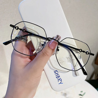 MK24011201 Monturas de Gafas Ópticas Metálicas Clásicas para Mujer con Patrón Sólido, Bloqueo de Luz Azul y Bisagras de Resorte de Moda