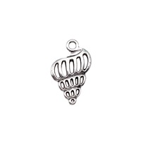 Pendentif spirale coquillage 20x12mm en alliage de zinc argent antique à 1 boucle pour collier thème plage et océan