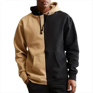 Custom logo plain split 2 tone color block cut and sew sweatshirts two different multi cotton color block hoodies