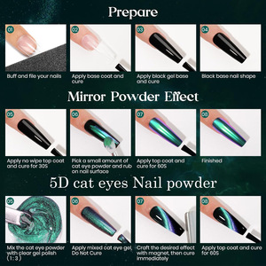 Poudre à ongles effet œil de chat 5D, 12 couleurs, paillettes laser, pigment chrome Aurora, paillettes magnétiques pour la décoration des ongles, salon de manucure - Product Image 5