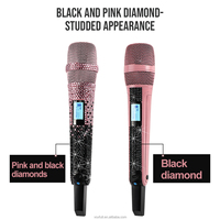 Micrófono Inalámbrico VOXFULL SKM9100 con Diseño de Diamantes de Cristal UHF para Cantar en Fiestas, Karaoke y Eventos en Vivo, Conector XLR