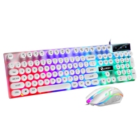 Keyboard game Led berkabel dan Pad, dengan Set Mouse Putih