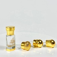 Flacon d'Attar en Verre Doré Fantaisie BM Poli 3ml 6ml 12ml avec Bouchon Zamac pour Huile de Oud Arabe, avec Boîte