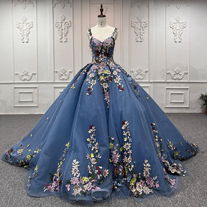 Robes de soirée sans manches en dentelle bleue avec applications pour femmes Jancember 9897-1 - Product Image 3