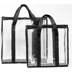 PVC透明ハンドバッグプラスチックゼリーバッグ化粧品包装スーパーマーケットショッピングギフトバッグ