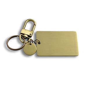 Top Selling Rectangular Charm Debossed Logo Antique Brass Metal <b>Keychain</b> - Product Image 5