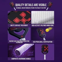 Raquette de pickleball en fibre de carbone Toray T700, approuvée USAPA, avec noyau alvéolé aérodynamique, trous Smile durables, épaisseur 16 mm, pressage à chaud