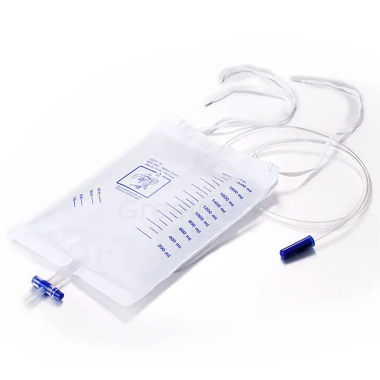 GREETMED Urine Bag 2000ml with Leg Tie Valve EOS Medical Materials & Accessories High Quality Medical Disposable PVC 3 Years CE