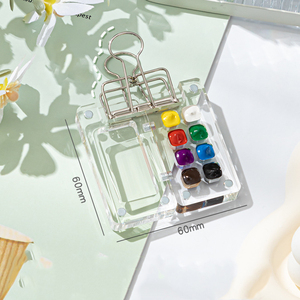 <span class=keywords><strong>Palette</strong></span> acrylique aquarelle transparente 8 couleurs Mini boîte de plateau de peinture vide Caractéristiques de base en plastique adaptées aux voyages - Product Image 4