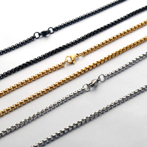 2MM 2.5MM 3MM 40-70CM Ouro Prata Aço Inoxidável Colares Longos Rolo Quadrado Correntes Caixa Redonda Colar para Mulheres Homens Jóias - Product Image 1