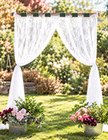 Panneaux de rideaux en tulle blanc à dentelle crochetée, transparents et floraux, pour toile de fond de mariage personnalisée, draperie pour cérémonie en extérieur, fête et décorations d'événements