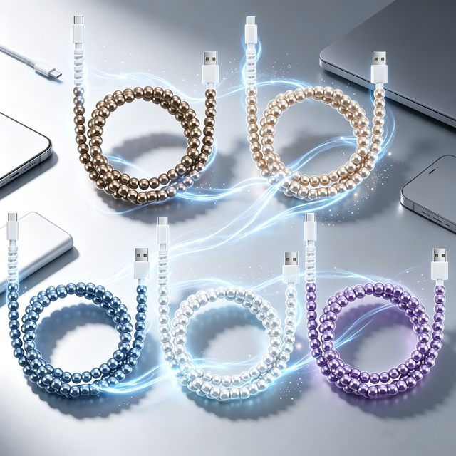 High Quality  1M  60W  PVC Type-C Plastic Pearl Beads  Multi Color Fast Charging Phone Charger Cable for Computer
