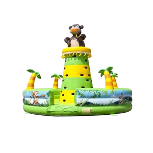 Muro de Escalada Inflable Cilíndrico de PVC Comercial Resistente con Diseño de Mono para Deportes y Juegos de Escalada, Temática de Animales de la Selva - Product Image 1