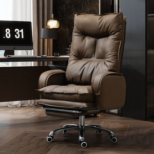 Leather Computer <b>Chair</b> Comfortable Sedentary Household Reclining <b>Study</b> Desk <b>Chair</b> Boss <b>Chair</b> Backrest Swivel Ergonomic Modern - Product Image 2