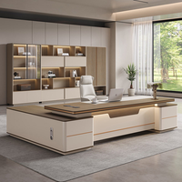 Meubles de bureau de luxe légers en gros, design moderne, bureau en forme de L, table de direction avec armoire, pour PDG et travail
