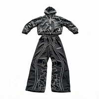 Ensemble de survêtement personnalisé pour homme en nylon, imprimé par sublimation, style streetwear, veste zippée à capuche ample et pantalon de jogging décontracté pour le sport