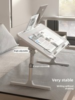 Table de chevet pliable réglable en hauteur, petit bureau avec pieds antidérapants en MDF, pour lit, ordinateur portable, étude, dortoir étudiant