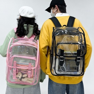 ForHigh Quality Trendy Large Size <b>Heavy</b>-<b>Duty</b> PVC Transparent Flap <b>Backpack</b> Casual Sports Bag - Product Image 2