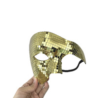 Masque de fête disco en plastique pour Halloween, unisexe, demi-visage, réfléchissant, accessoires de fête disco pour bar