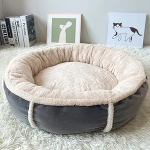 Wholesale High Standard Customized Round Natural Plush Dog Bed Multi-Size Pet Supplies And Equipment For Cats Warm And Cozy