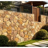 Panneau en pierre de quartz brun rouillé naturel personnalisé, pierre brisée aléatoire, revêtement mural en pierre empilée pour mur de soutènement extérieur et cheminée