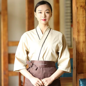 Chaquetas de Uniforme de Chef Kimono con Logotipo Personalizado para Restaurante Japonés de Sushi, Manga 3/4, Gran Venta - Product Image 3