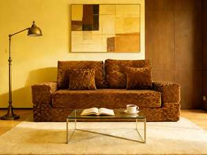 Canapé extensible en velours imprimé léopard marron, compressé sous vide, gain de place, taille personnalisée pour hôtel, appartement et atelier - Product Image 2