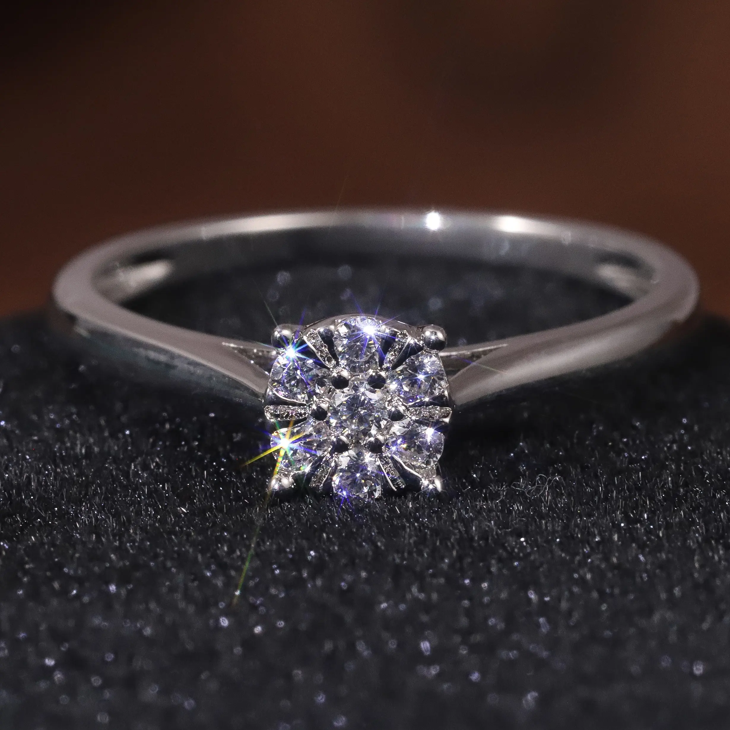 SU205R Abiding OEM ODM Manufacturer CVD Diamond White Gold 10K 14K 18K Lab Grown Diamond Engagement Ring